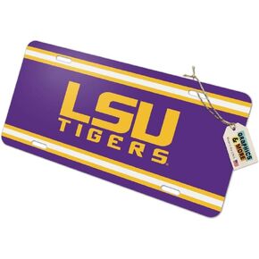 GRAPHICS & MORE LSU Wordmark with Jersey Stripes Novelty Metal Vanity Tag License Plate