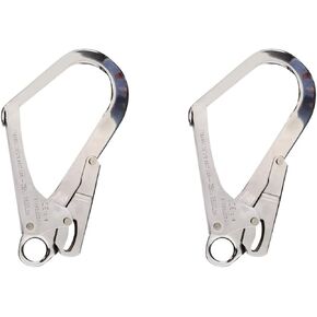 DOITOOL 2Pcs High Strength Alloy Steel Large Drop Forged Double Lock Rebar Snap Hook Safety Fall Protection Lanyard Hook Multifunctional Carabiners