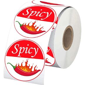 Fluorescent Spicy Stickers Grocery Store Food Warning Spicy Labels Adhesive Sticker for Food Warning 1.5 Inch Foods Rotation Labels Hot Stickers -500/Roll Hots Label Hot Sauce