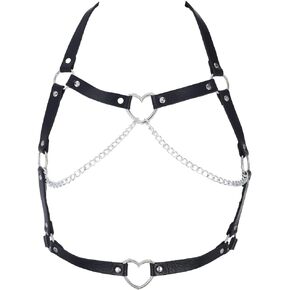 Asooll Punk جلد الجسم سلسلة سوداء القوطية حزام الخصر حزام الأزياء جلدية الجسم مجوهرات الشاطئ بيكيني حزب الهذيان الجلود الجسم اكسسوارات مجوهرات للنساء والفتيات in Kuwait