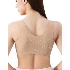 FallSweet Posture Bras Front Closure Wireless Seamless Smooth Back Support Bra