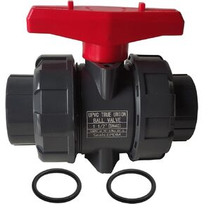 PVC Union Ball Valve, 1" Inch (DN25) True Union Full Flow Ball Valve, ASTM EPDM O-ring, Rated 200 PSI, PVC Ball Valve with Slip Socket Full Port, for Various Water Control System
