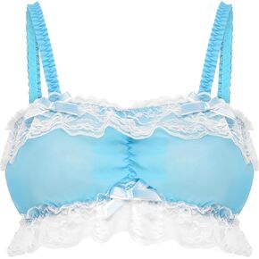 Satini Sissy Frilly Lace Fitted Chiffon Sheer Lingerie Bralette