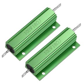 uxcell® 2 Pcs Aluminum Case Resistor 100W 18 Ohm Wirewound Green for LED Replacement Converter 100W 18RJ