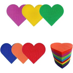 63 Pieces Carpet Markers Floor Dots Heart-Shaped Preschool Kindergarten ＆ Children's Classrooms ＆ Gymnasium Floor Markers to Decorate Classrooms 9 Bright Colors, 3.9*3.9*3.9inch