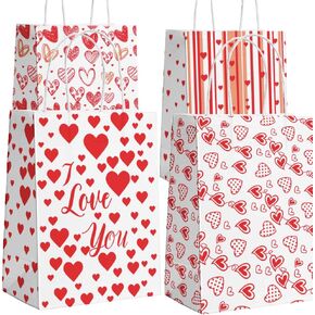 Keioy 24Pcs Patriotic Gift Bag with Handles,Red White Blue Tissue Paper American Flag Party Favor Bags，Decorative for Veterans Day,Memorial Day and Fourth of July