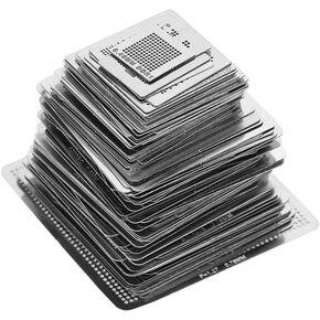 Jadeshay 130 Pcs BGA Stencils Kit, 6 Sizes Steel Reballing Rework Net Direct Heat Templates for Laptop, Desktop Motherboards, GPUs