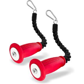 2 Ergonomic Single Grip Tricep Rope Cable Attachments, Comfort Non-Slip Grip, Reducing Wrist Pressure and Skin Rubs, Easy to Clean, Gym Pull Machine Accessory, 16.5" Each, 2 Hooks Included
