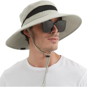 EINSKEY Men's Sun Hat, Rain Waterproof UV Protection Wide Brim Bucket Hat for Beach Travel Golf Safari Garden Fishing Hiking