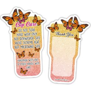 Tumbler Care Instructions Cards, Cup and Mug Care Instructions Cards, Tumblers Care Instruction Insert for Small Business, Customer Directions Cards, Small Online Shop Package Insert 50 Pack 6JE047