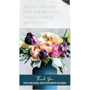 Business Card Magnet Notepads and Designer Envelopes, Peel and Stick Your Business Card, Year Round Magnetic Marketing Supply (Thank You - Bouquet, 100)