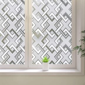 Frosted Window Privacy Film,3D Vinyl Decorative Window Decals, UV Blocking Static Cling No-Glue Glass Window Film (17.5 x 78.7 inch)