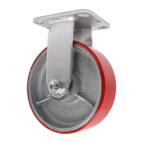 6 Inch Rigid Fixed Caster - 6 X 2 Polyurethane on Iron Wheel - 1200 Lb Weight Capacity - Great for Tool Box Replacements or Heavy Equipment - Easy Push - CasterHQ Brand