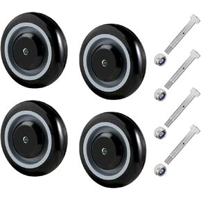 Shopping Cart Wheel, 5" Diameter X 1-1/4" Width Polyurethane Wheel, 5/16" Axle Diameter, 5 Inch Caster Wheel Replacement, Red(4 Pack)