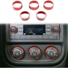RT-TCZ for Jeep Knob Rings Trim Cover, Red Interior Accessories for Jeep Wrangler JK JKU 2011-2017 for Compass 2010-2015 for Patriot 2011-2015