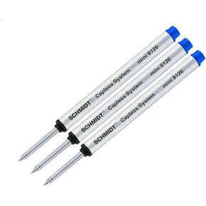 Lanier Refill Combo Pack - 3 Schmidt 8126Mini Capless System Rollerball Refill Blue Fine Tip
