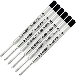 Lanier Combo Pack - Pack of 6 - Schmidt P900 B Parker Style Ballpoint Refill Black Ink Broad Tip