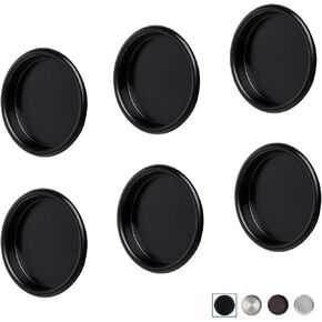 6PCS Closet Door Finger Pull 2-1/8", Sliding Door Hardware Black, Round Insert Bypass Closet Door Handle, Easy Snap-in Installation for 5/16"Depth x 2-1/8" Diameter Opening Hole