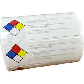 Common Chemical Identifier Labels 1" x 3" SDS Stickers/MSDS Stickers Self-Laminating NFPA Stickers for Chemical Safety Data Chemical Name HMIG Write-in Labels for Safety Industrial Warning 200 Pcs