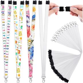 Gersoniel 12 Pieces Sublimation Blank Lanyards White Neck Lanyards with Badge Holder DIY