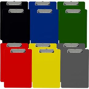 Trade Quest Plastic Clipboard Opaque Color Letter Size Low Profile Clip (Pack of 12) (Assorted)