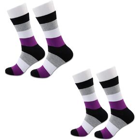 JXGZSO 2 Pairs Asexual Pride Flag Socks Ace Socks Asexual Clothing