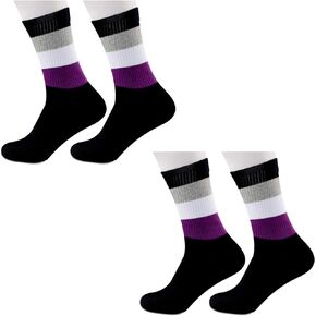 JXGZSO 2 Pairs Asexual Pride Flag Socks Ace Socks Asexual Clothing