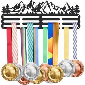 SUPERDANT Running Medal Hanger Life Begins at The End of Your Comfort Zone Medal Holder with 12 Lines Sturdy Steel Award Display Holders Wall Mounted Medal Display Racks for Ribbon Lanyard