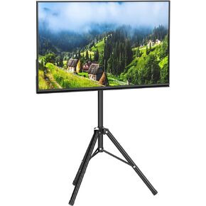 حامل تلفزيون محمول ثلاثي القوائم قابل للإمالة لشاشة تلفزيون LCD مسطحة مقاس 32 إلى 55 بوصة وحامل أرضي