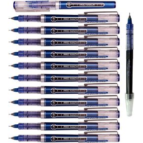 Morning Glory Pro Mach Roller Ball Pen - 0.38 mm-Fine Point Tip (Pack of 12 Pens) 1 Refill (Blue)