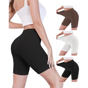 شورت للفساتين الداخلية للسيدات، شورت عالي الخصر مضاد للغضب بدون خياطة للنساء، 3 قطع