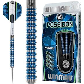 WINMAU Poseidon 23g, 24g, 25g Professional Steeltip Tungsten Darts Set with Flights and Stems (Shafts)