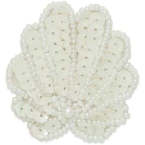 Expo International Small Shell Sequin Patches/Appliques, White Aurora Borealis