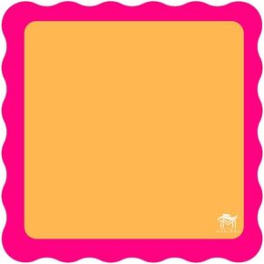 Mini Mahjong Mat (4 Color Combinations) | Scalloped Edges & Bright Colors | 21" x 21" (Pink Center- Blue Scallop)