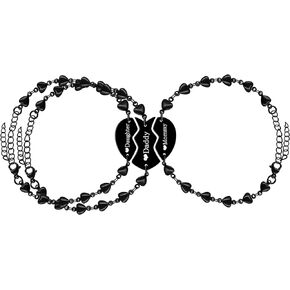 Matching Puzzle Heart Bracelets for 3 Friendship/Sister/Mommy Daughter Daddy Gifts Best Friend Bestie Sister Bracelets for Women Girls