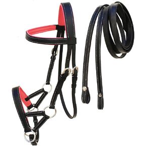 CHALLENGER Horse Western Leather Training Tack Bitless Sidepull Bridle w/Reins 7711PK-F