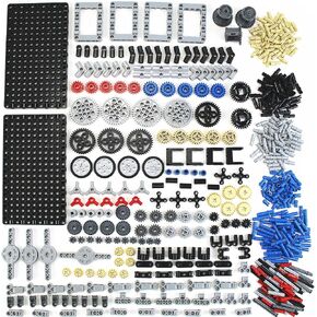 496 Pcs Technical Parts Building Blocks Gears Axle Pin Connector Compatible with Major Brand Toy Technical Cam Worm Cogs Gears Steering Parts Differential Engine Kit MOC Pieces for Replacement