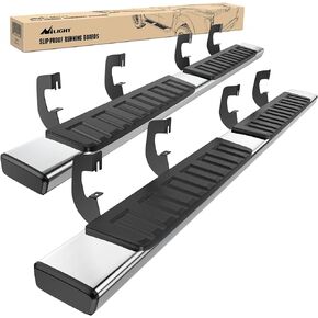 لوحات تشغيل Nilight لسيارة 2007-2018 Chevy Silverado/GMC Sierra 1500 Crew Cab 2007-2019 Chevy Silverado/GMC Sierra 2500HD 3500HD 6 بوصة قضبان نيرف جانبية من الفولاذ المقاوم للصدأ مقاومة للانزلاق، ضمان لمدة عامين