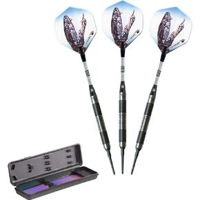 Elkadart Black Mamba 80% Tungsten Soft Tip Darts with Storage/Travel Case