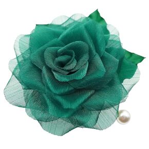 About 9.5 cm Scratch Silk Fabric Flower Brooch Pin By NhanDo Handmade – Floral Brooch Pin, Handmade Gift Ideas, Gift for her, Gift For Mom, Bridesmaid gift, valentines day gifts (Green)
