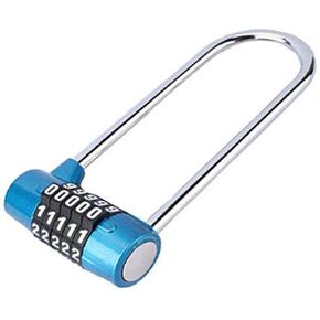 Long Handle Lock 5-Position Combination Padlock - Gym, lockers, Warehouse, Door Handle, Outdoor, File Cabinet, Fence, Buckle and Storage - Hardened Steel, Cut-Proof, keyless Reset Combination, Blue