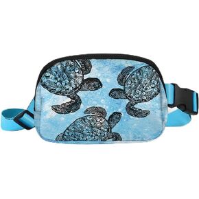 WIRESTER Unisex Waist Belt Bag with Adjustable Strap, Fashionable Crossbody Fanny Pack Bag For Travel Running Hiking - Ocean Sea Turtles