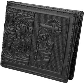 Full Grain Leather Wallet for Men RFID-Blocking Bifold Wallet Extra Capacity with 2 ID Windows Slim Billfold with 8 Card Slots Gift for Men(US Flag, Black)