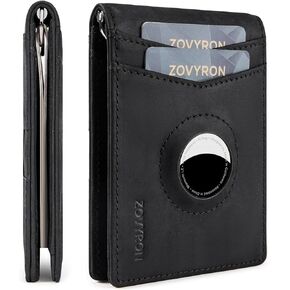 Airtag Wallet for Men Slim Bifold Wallet Credit Card Wallet with Money Clip,ID Window Minimalist RFID Blocking Genuine Leather Wallet