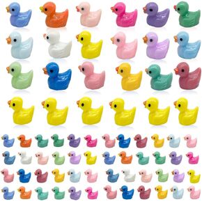 200 Pcs Mini Resin Ducks Tiny Ducks Miniature Duck Figures for Slime Charms DIY Craft Micro Landscape Garden Aquarium Dollhouse Decoration for Christmas Birthday Party （18colors）