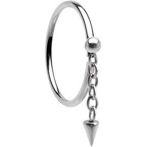 Pierced Owl 20GA Stainless Steel Ball and Chain Dangling Spike Bendable Nose Ring