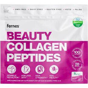 Hydrolyzed Beauty Collagen Peptides Supplement Powder for Women - for Ageless Skin, Strong Hair & Nails, 28 Servings - 9.88oz Unflavored
