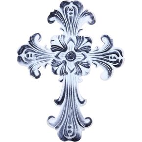 Castleore Easy Wall Hanging Home Decor Religious Christian Crosses for Wall | Best for Home, Office and As Gift | White Antique | Size L 10.2 W 7.6 |