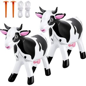 Liliful 2 Pcs 37 Inch Large Inflatable Cow Blow up Animals Western Birthday Party Decorations Decorative Inflatable Farm Animals for Farm Birthday Pool Indoor Outdoor Party Supplies
