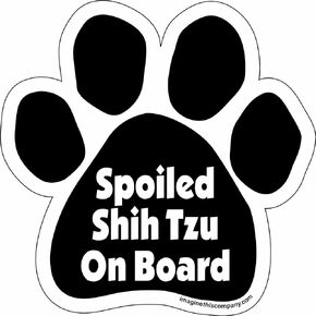 Paw Car Magnet, Spoiled Shih Tzu on Board, 5-1/2-Inch by 5-1/2-Inch